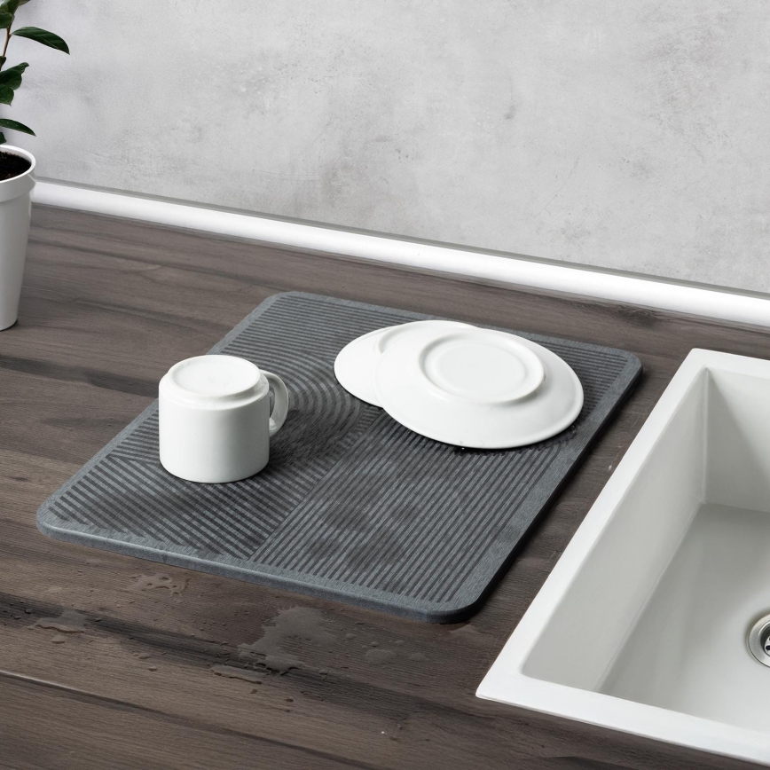 WENKO 54955100 - Odkvapkávacia podložka DAMON 40 x 30 cm, diatomitová / sivá