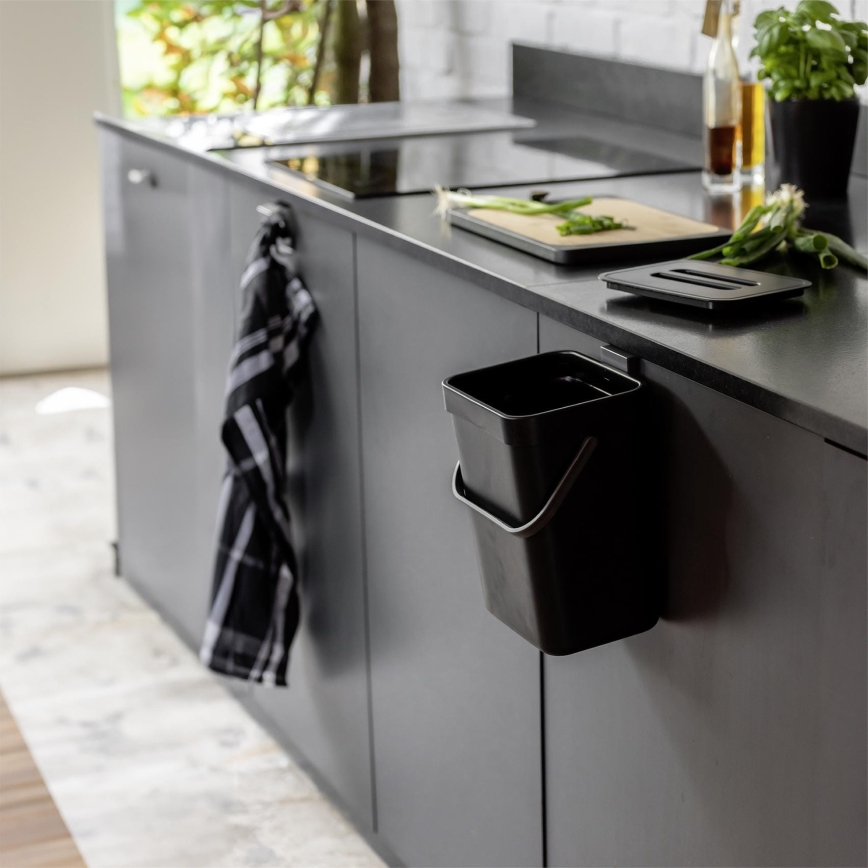 WENKO 55027100 - Odpadkový kôš BLACK OUTDOOR KITCHEN 19x24 cm čierny/šedý/priehľadný