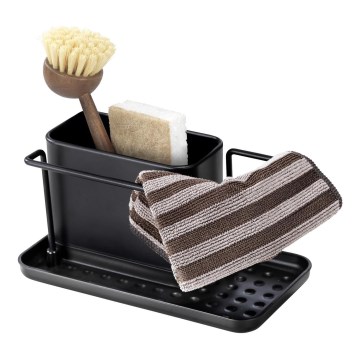 WENKO 55078100 - Organizér BLACK OUTDOOR KITCHEN 21x12 cm nerez/čierna