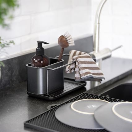 WENKO 55078100 - Organizér BLACK OUTDOOR KITCHEN 21x12 cm nerez/čierna