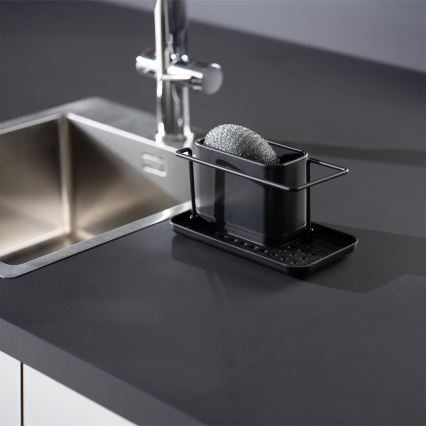 WENKO 55078100 - Organizér BLACK OUTDOOR KITCHEN 21x12 cm nerez/čierna