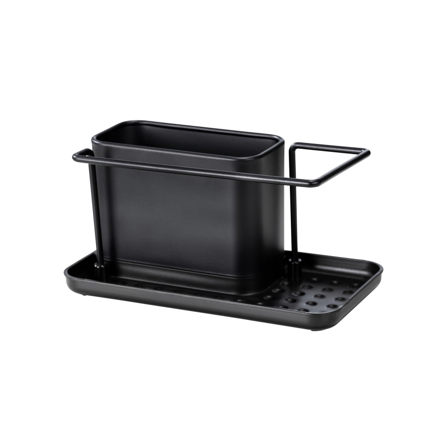 WENKO 55078100 - Organizér BLACK OUTDOOR KITCHEN 21x12 cm nerez/čierna