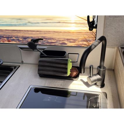 WENKO 55078100 - Organizér BLACK OUTDOOR KITCHEN 21x12 cm nerez/čierna