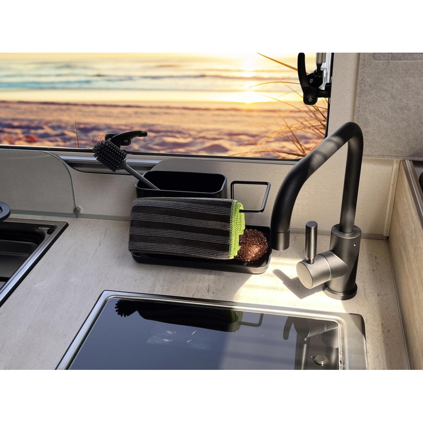 WENKO 55078100 - Organizér BLACK OUTDOOR KITCHEN 21x12 cm nerez/čierna