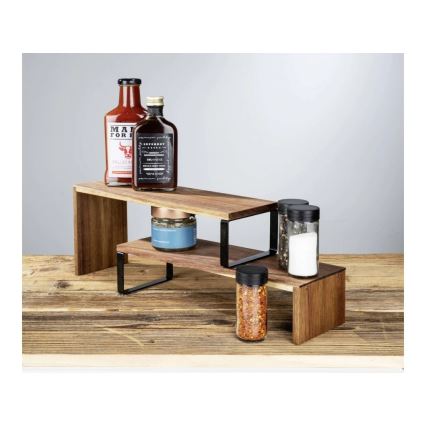 WENKO 55097100-Polica BLACK OUTDOOR KITCHEN 36x16 cm hnedá/čierna