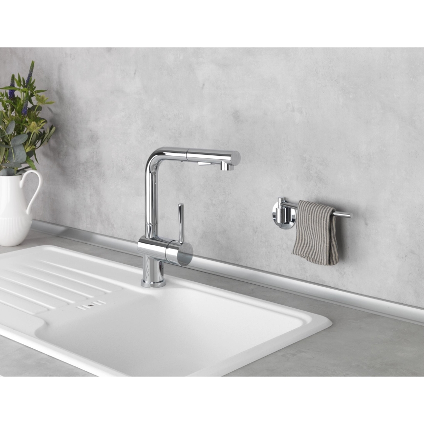 WENKO 5639100 - Držiak na utierky TURBO-LOC KÜCHE 23x6,5 cm nerez/strieborná