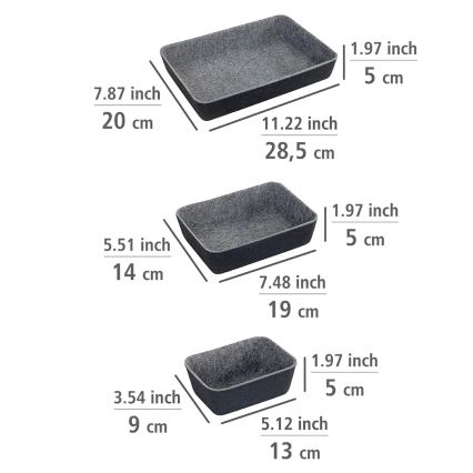 WENKO 64502100 - Organizér do zásuvky FELT 28,5x20 cm sivá