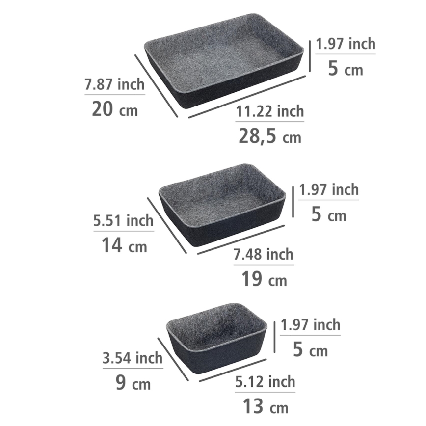 WENKO 64502100 - Organizér do zásuvky FELT 28,5x20 cm sivá