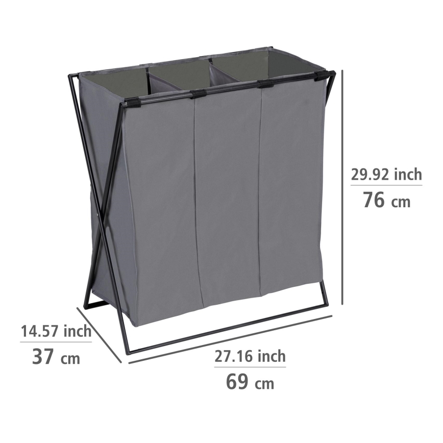 WENKO 71297800 - Kôš na bielizeň TRIO 69x76 cm sivá/čierna