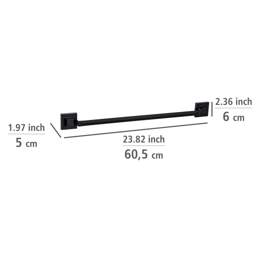 WENKO 71445800 - Tyč na uteráky VACUUM-LOC QUADRO ED 60,5x6 cm čierna