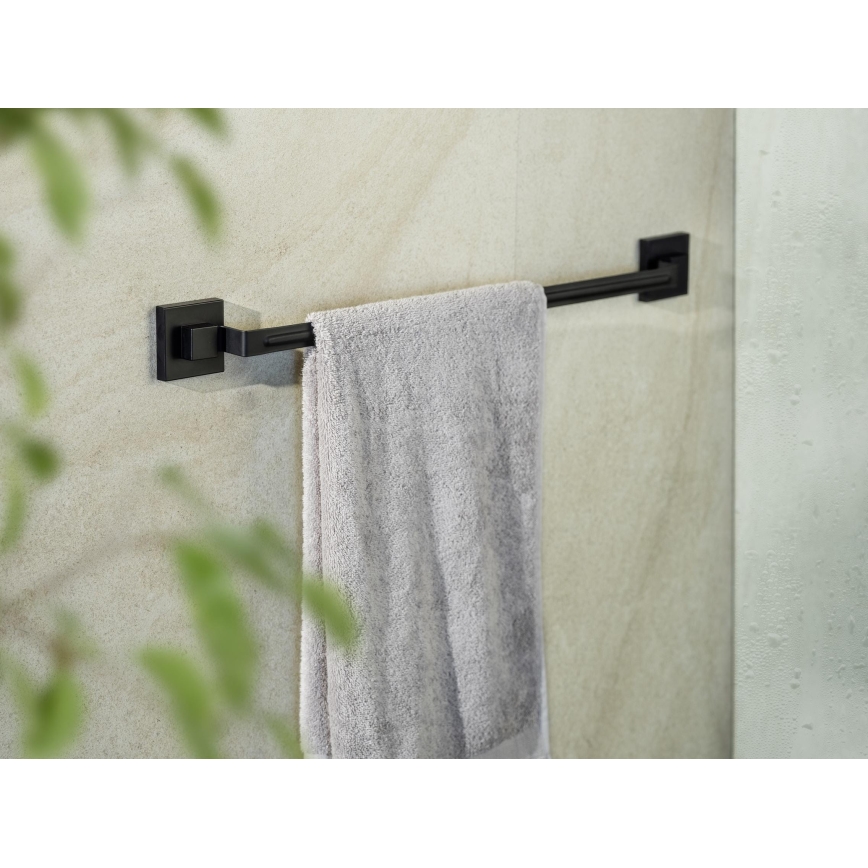 WENKO 71445800 - Tyč na uteráky VACUUM-LOC QUADRO ED 60,5x6 cm čierna