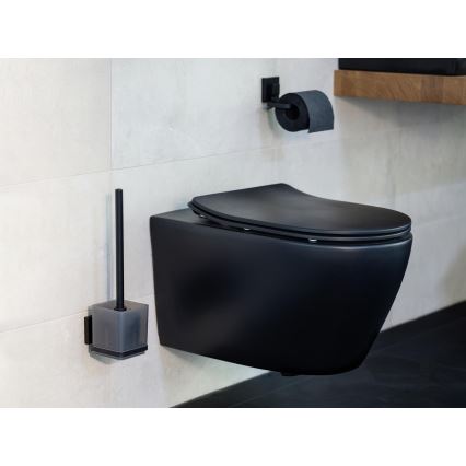 WENKO 71450800 - WC sada VACUUM-LOC QUADRO ED 9,5x37 cm čierna