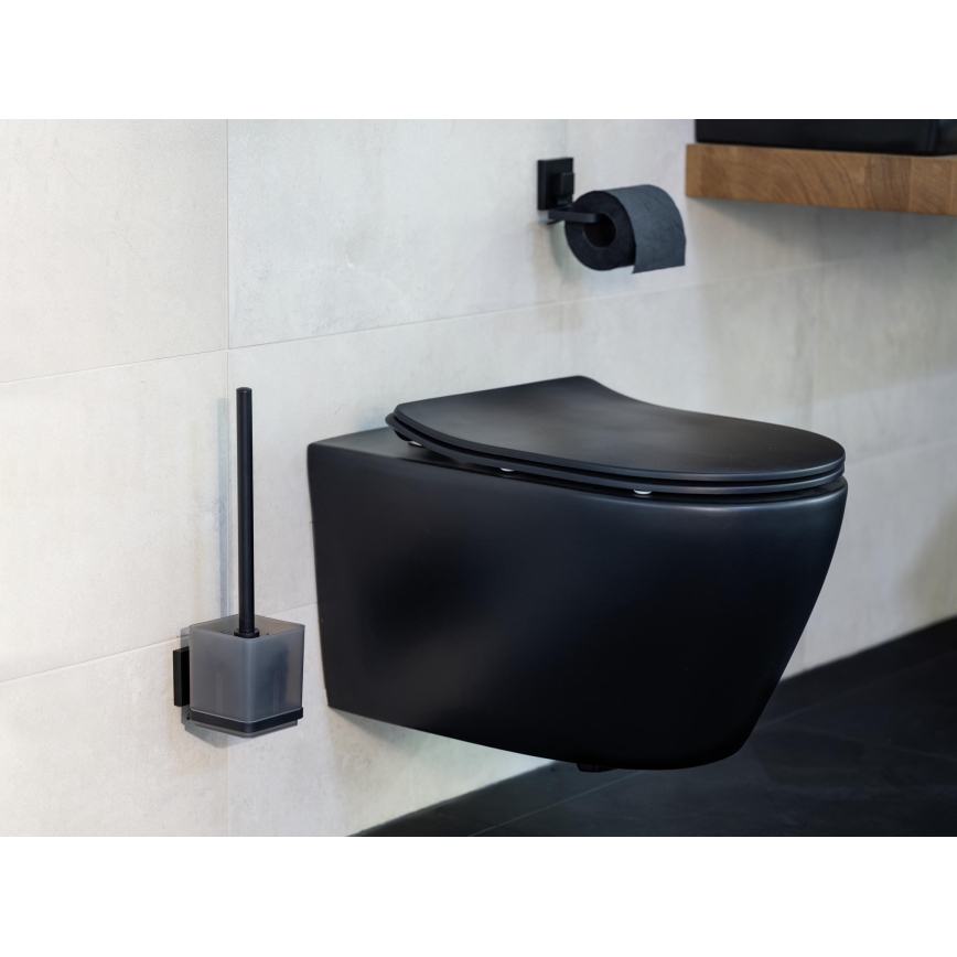 WENKO 71450800 - WC sada VACUUM-LOC QUADRO ED 9,5x37 cm čierna