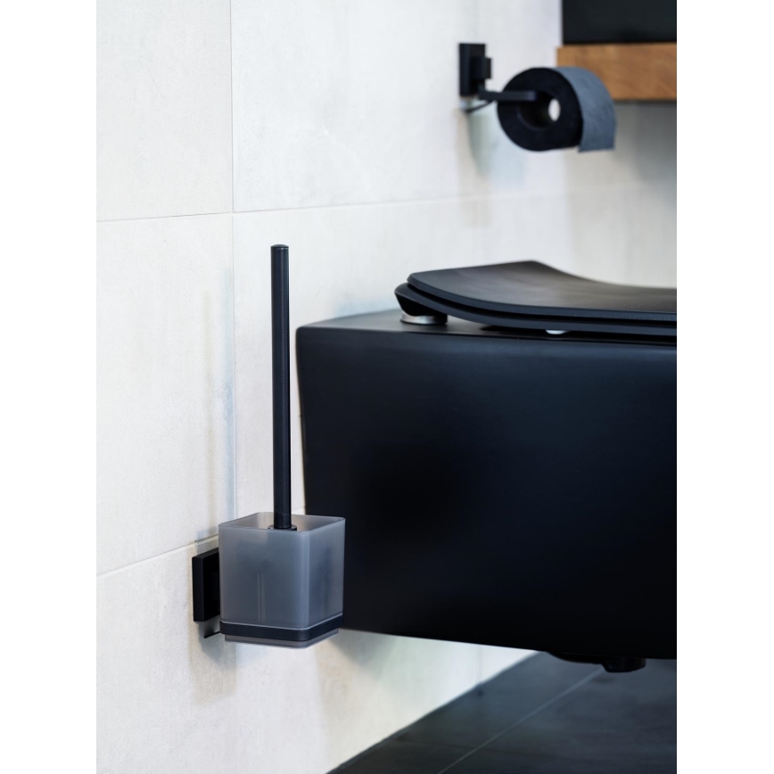 WENKO 71450800 - WC sada VACUUM-LOC QUADRO ED 9,5x37 cm čierna