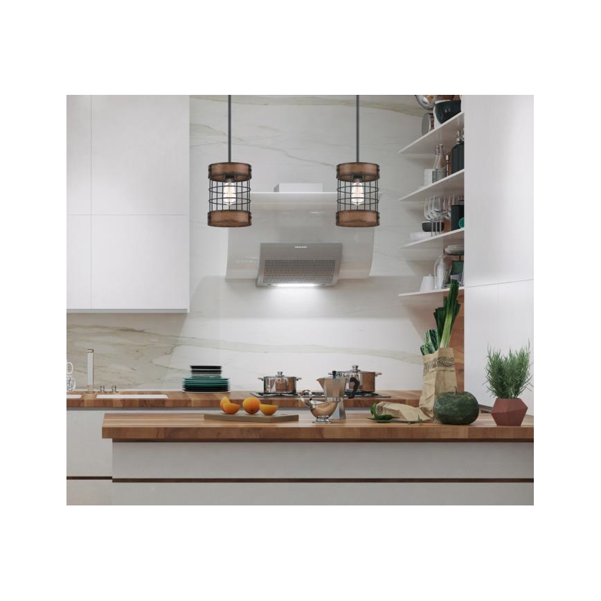 Westinghouse 61179 - Závesný luster so lankom LANGSTON 1xE27/60W/230V priemer 19 cm barnwood