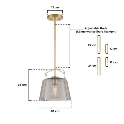 Westinghouse 61251 - Luster na tyči HALLEIN 1xE27/60W/230V