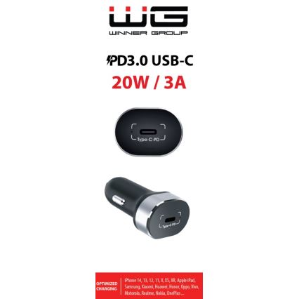 Winner Group - Autonabíjačka 1x USB-C Power Delivery 20W čierna