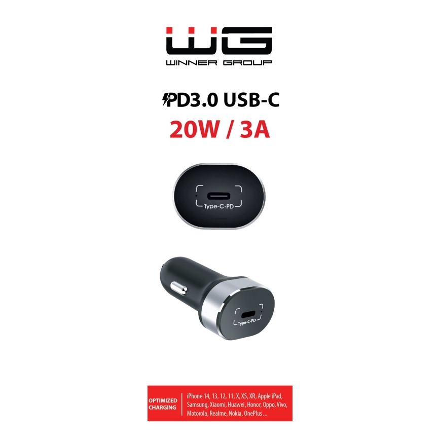 Winner Group - Autonabíjačka 1x USB-C Power Delivery 20W čierna