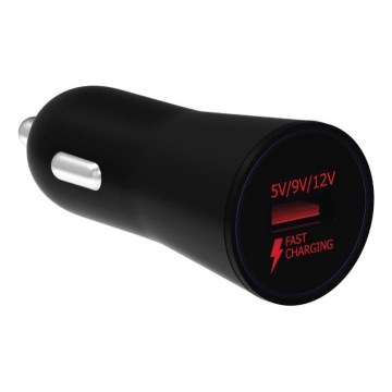 Winner Group - Autonabíjačka 1× USB‑A s USB Power Delivery 18 W, čierna