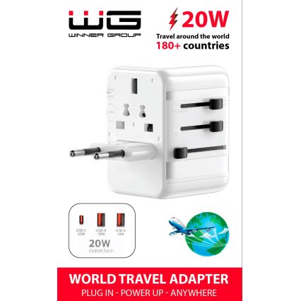 Winner Group - Cestovný rýchlonabíjací adaptér Power Delivery 20W biela
