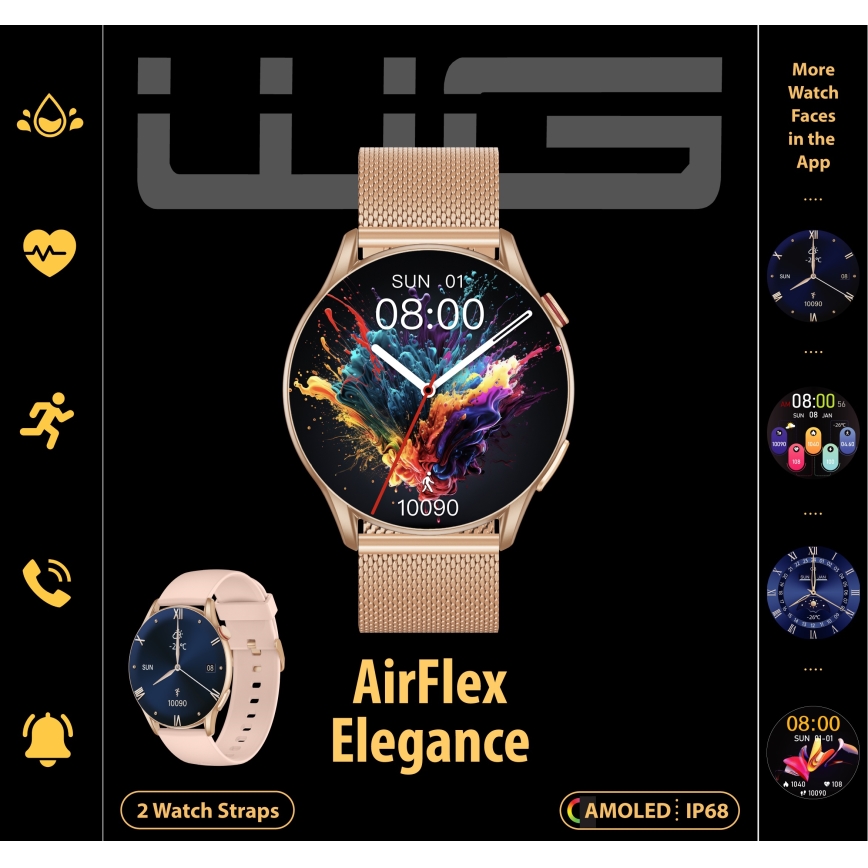 Winner Group - Inteligentné hodinky AirFlex 2 Elegance 280 mAh IP68 zlatá