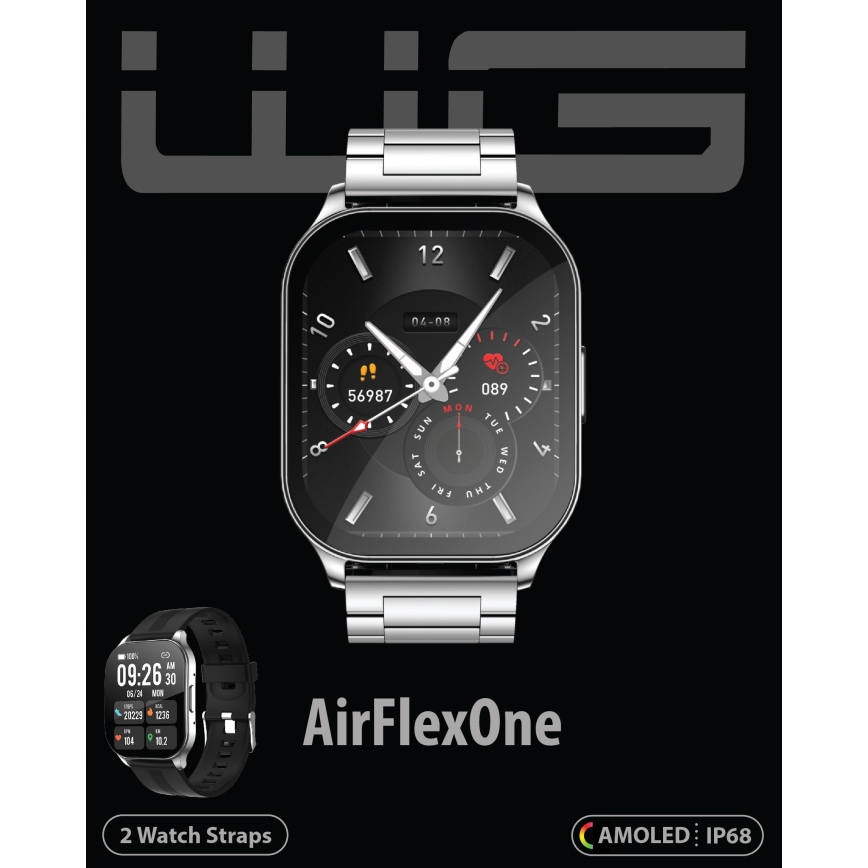 Winner Group - Inteligentné hodinky AirFlexOn 300 mAh IP68 strieborná