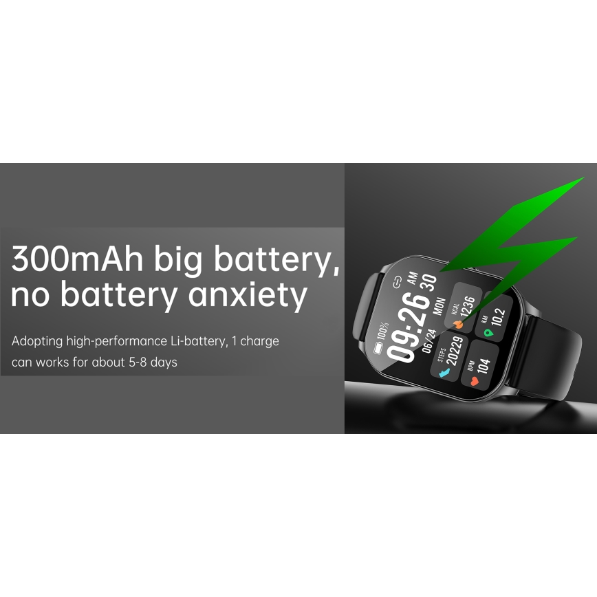 Winner Group - Inteligentné hodinky AirFlexOn 300 mAh IP68 strieborná