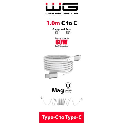 Winner Group - Magnetický USB kábel USB-C / USB-C 60W 1m biela