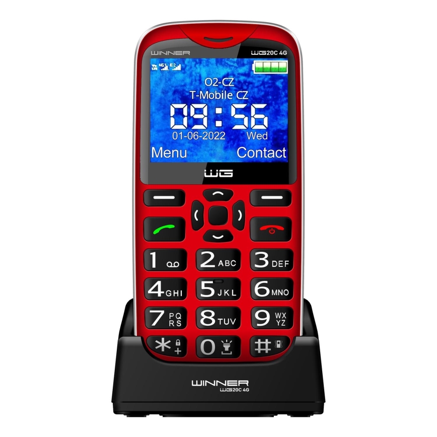 Winner Group - Mobilný telefón pre seniorov 1600 mAh červená