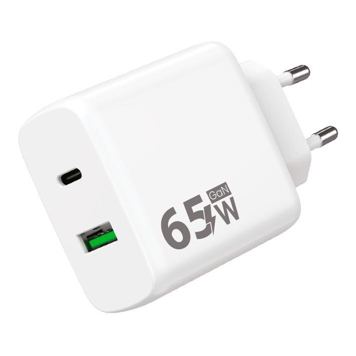 Winner Group - Rychlonabíjací adaptér 1xUSB-C + 1xUSB-A Power Delivery 65W biela