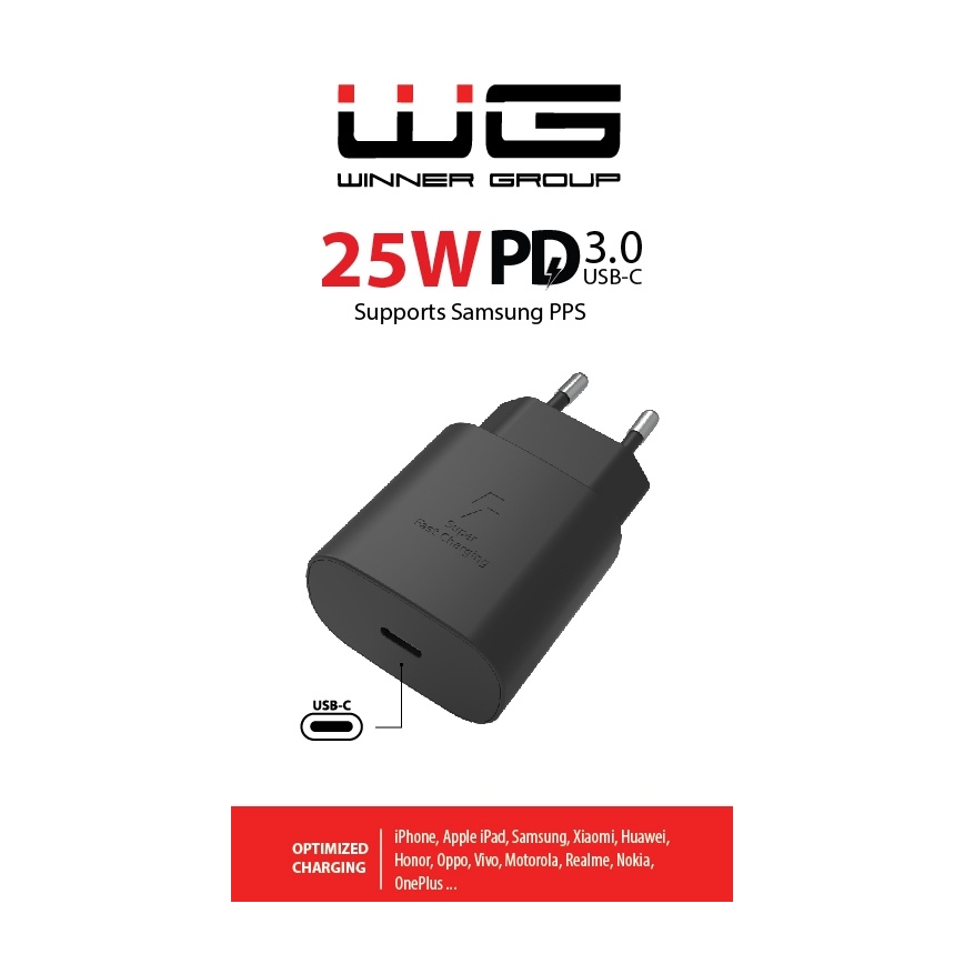 Winner Group - Rychlonabíjací adaptér 1xUSB-C Power Delivery 25W čierna