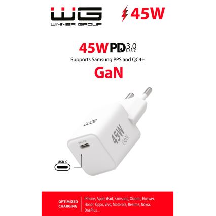 Winner Group - Rychlonabíjací adaptér 1xUSB-C Power Delivery 45W biela