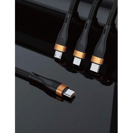 Winner Group -USB kábel 3v1 USB-C / Lightning, USB-C a Micro USB 100W 1,5m čierna