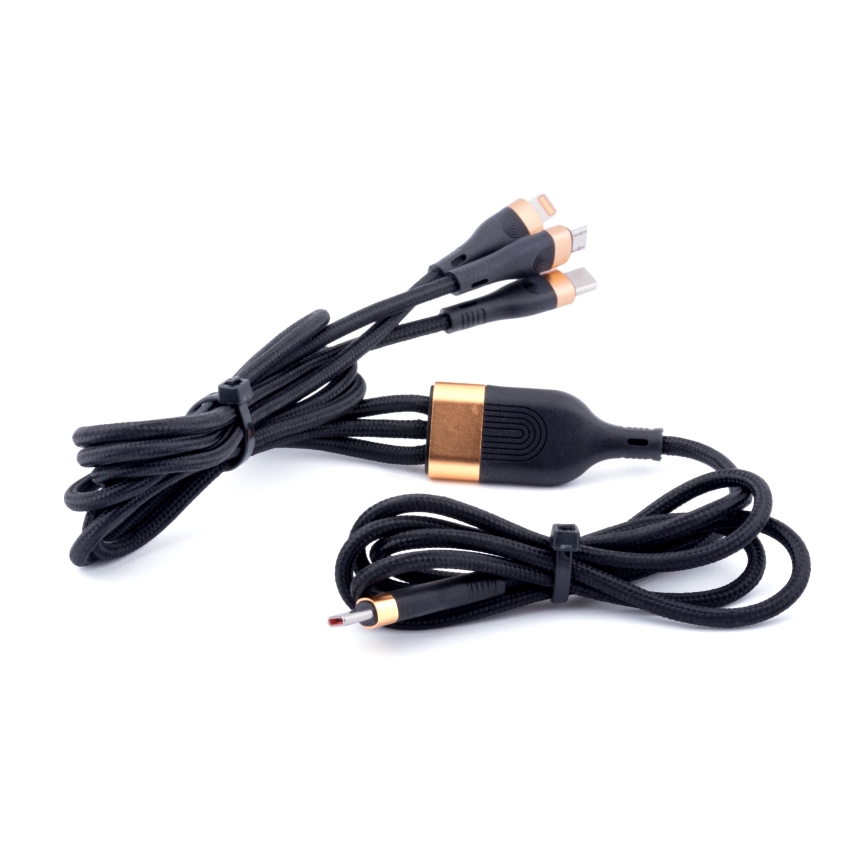 Winner Group -USB kábel 3v1 USB-C / Lightning, USB-C a Micro USB 100W 1,5m čierna