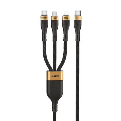 Winner Group -USB kábel 3v1 USB-C / Lightning, USB-C a Micro USB 100W 1,5m čierna
