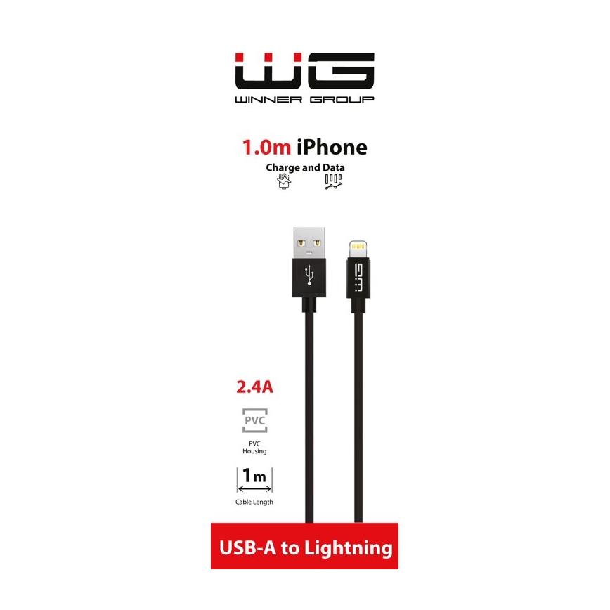 Winner Group - USB kábel Lightning / USB-A 1m čierna