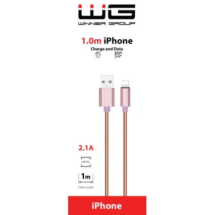 Winner Group - USB kábel Lightning / USB-A 1m ružová
