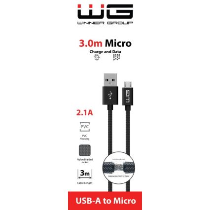 Winner Group - USB kábel Micro USB / USB-A 3m čierna