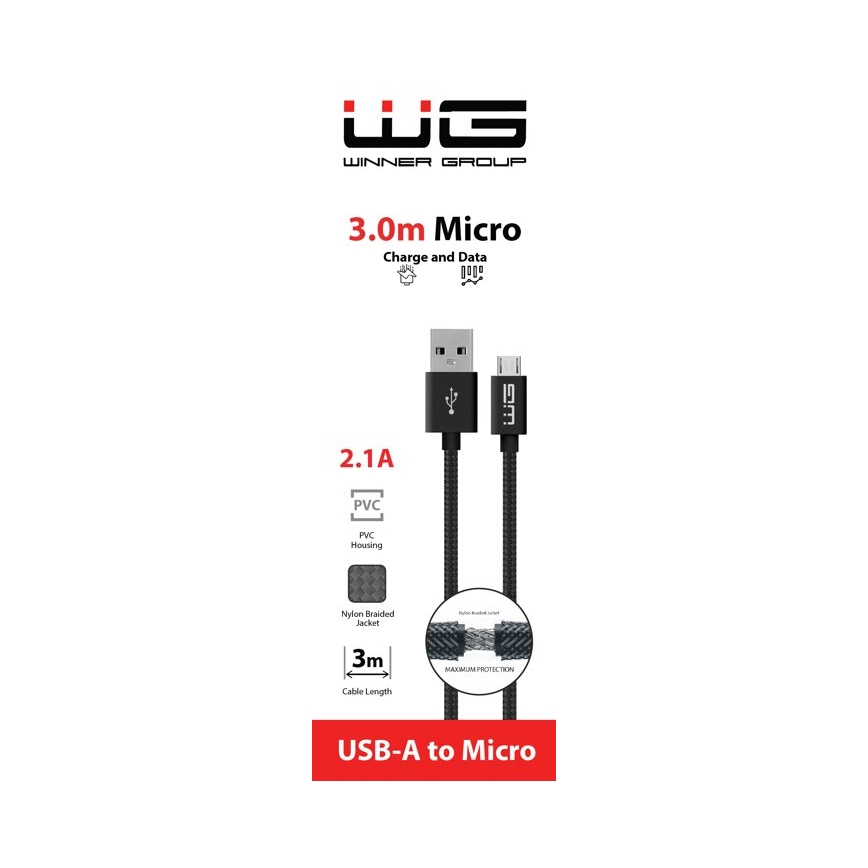 Winner Group - USB kábel Micro USB / USB-A 3m čierna