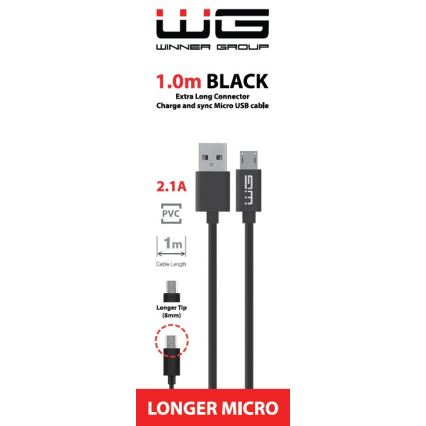 Winner Group - USB kábel predĺžený Micro USB / USB-A 1m čierna