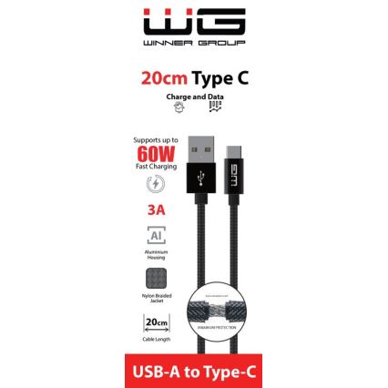 Winner Group - USB kábel USB-C / USB-A 20cm čierna