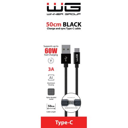 Winner Group - USB kábel USB-C / USB-A 50cm čierna