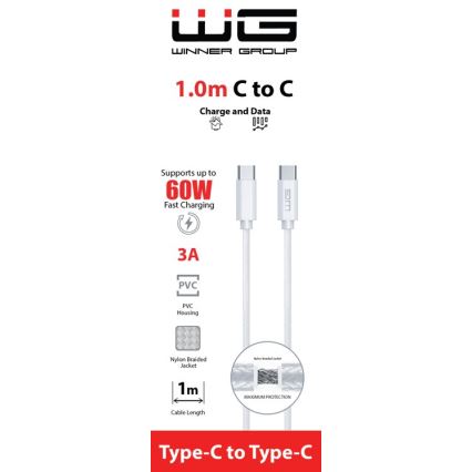 Winner Group - USB kábel USB-C / USB-C 60W 1m biela