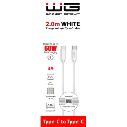Winner Group - USB kábel USB-C / USB-C 60W 2m biela