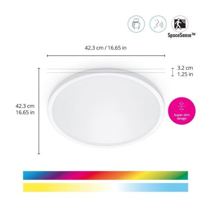 WiZ - LED RGB Stmievateľné stropné svietidlo SUPERSLIM LED/22W/230V 2700-6500K Wi-Fi biela