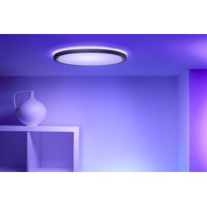 WiZ - LED RGB Stmievateľné stropné svaietidlo SUPERSLIM LED/22W/230V 2700-6500K Wi-Fi čierna