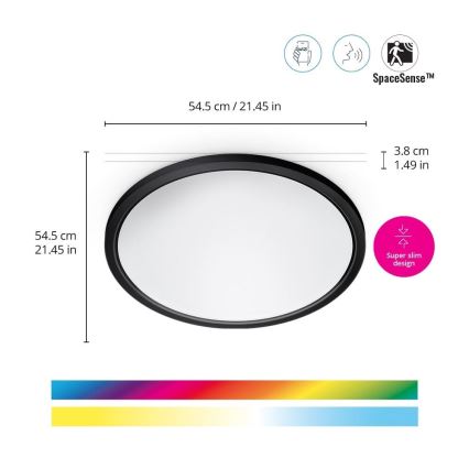 WiZ - LED RGB Stmievateľné stropné svietidlo SUPERSLIM LED/32W/230V 2700-6500K Wi-Fi čierna