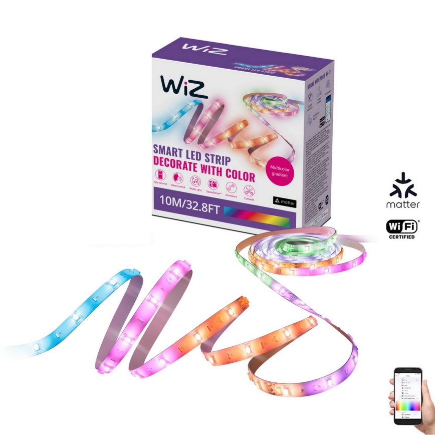 WiZ - LED RGBIC Stmievateľný pásik 10m LED/21W/230V 2700-6500K Wi-Fi