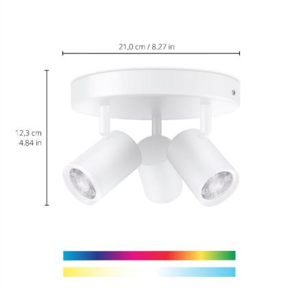 WiZ - LED RGBW Stmievateľné bodové svietidlo IMAGEO 3xGU10/4,9W/230V 2200-6500K Wi-Fi CRI 90 biela