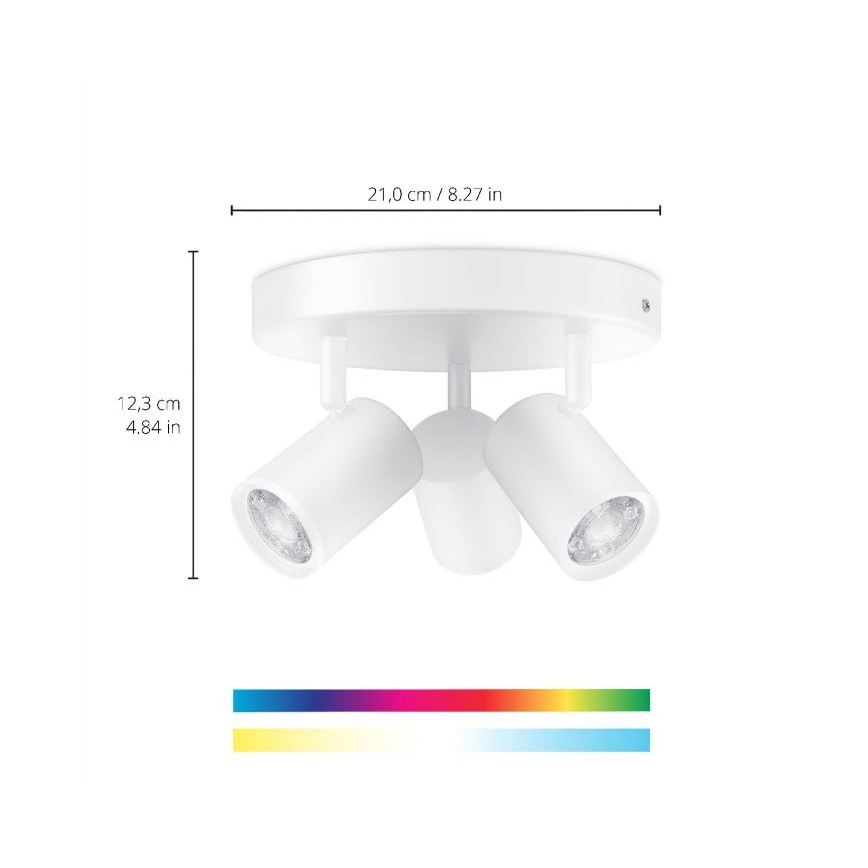 WiZ - LED RGBW Stmievateľné bodové svietidlo IMAGEO 3xGU10/4,9W/230V 2200-6500K Wi-Fi CRI 90 biela